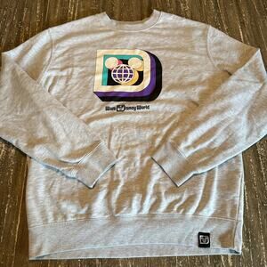 Walt Disney World Retro D Vintage Logo Crewneck Sweatshirt Athletic Gray Size L